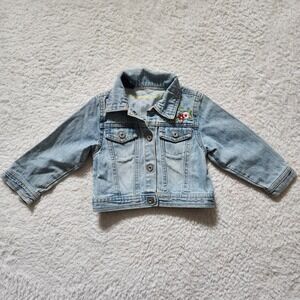 Squeeze Girl Denim Jacket Floral Embroidery Light Wash Kids Size 3T